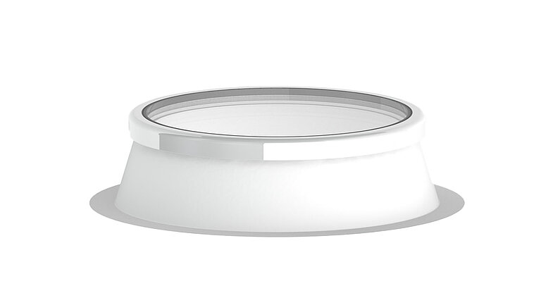 Finestra per tetti piani con telaio in plastica rotonda